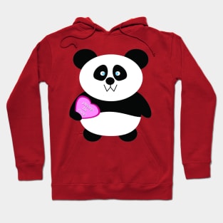 Single Baby Panda Bear Holding a Pink Heart Hoodie